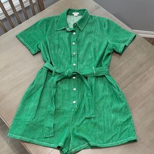 Shoshanna Green Denim Romper